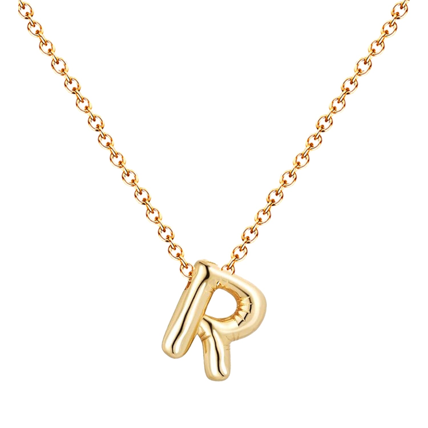 Collar Letra Inicial Estilo Globo Bañado de Oro 14k