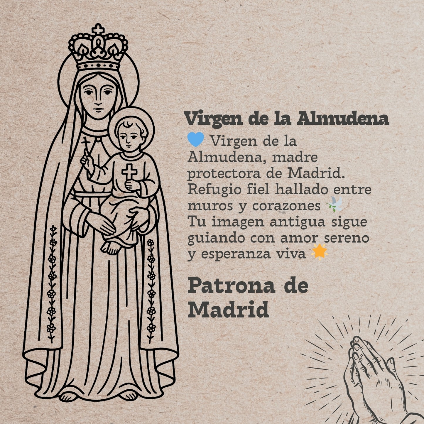 Colgante Virgen de la Almudena Acero Dorado