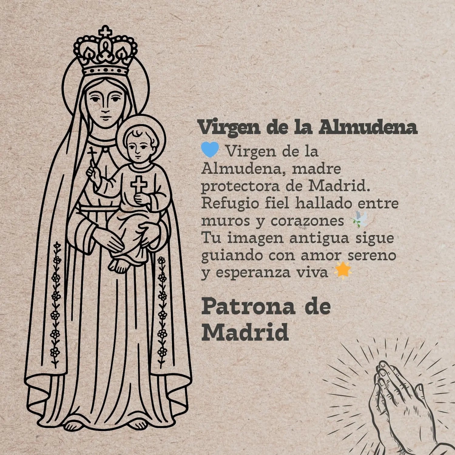 Colgante Virgen de la Almudena Acero Dorado - cotigo