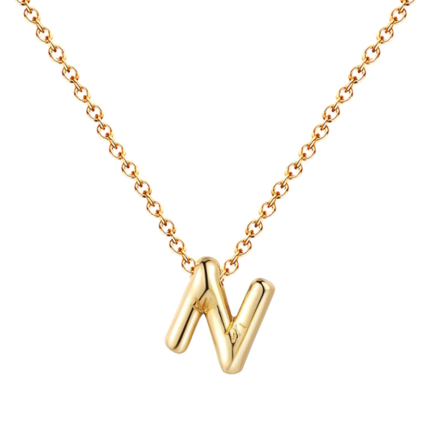 Collar Letra Inicial Estilo Globo Bañado de Oro 14k