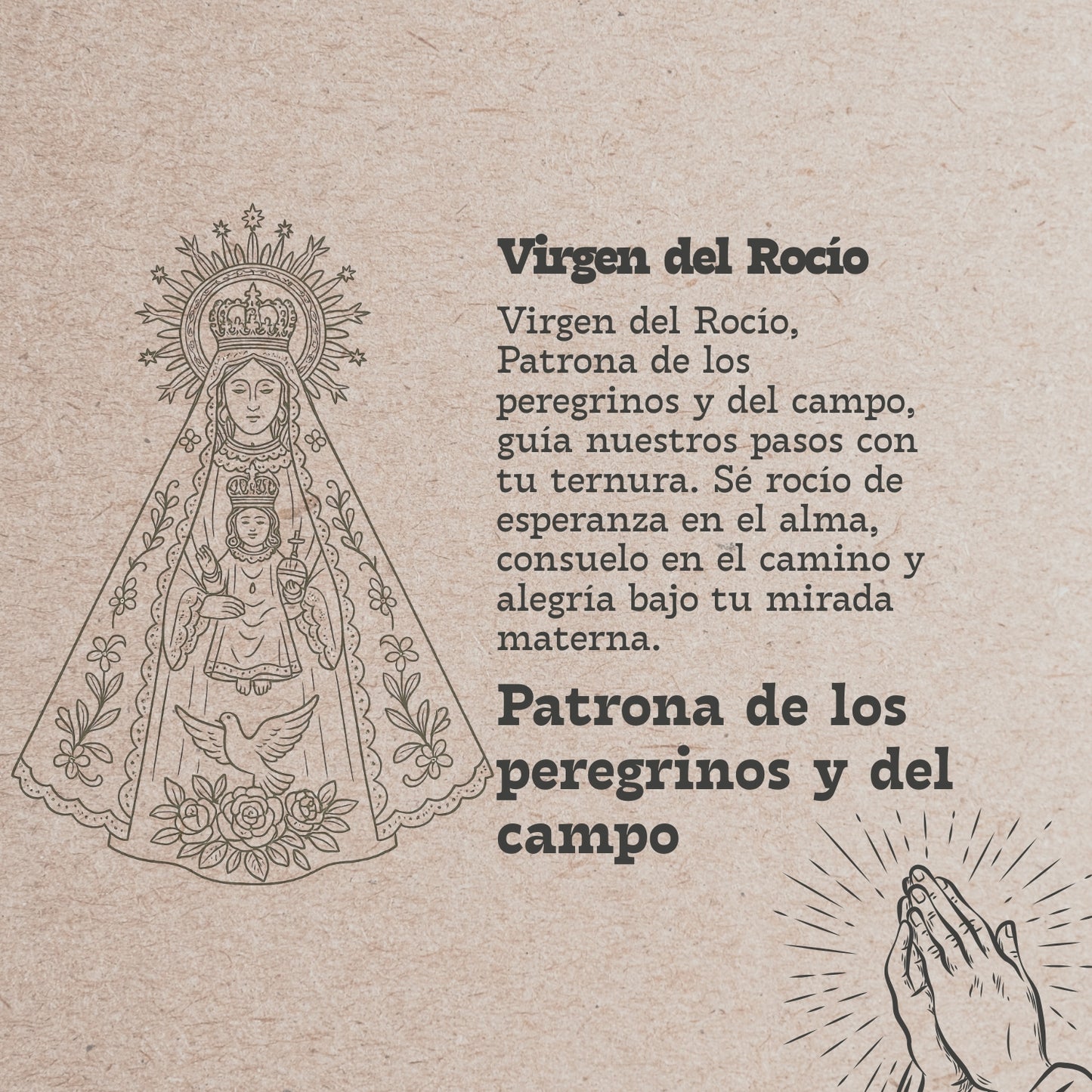 Pulsera 7 nudos con Virgen del Rocío Dorado