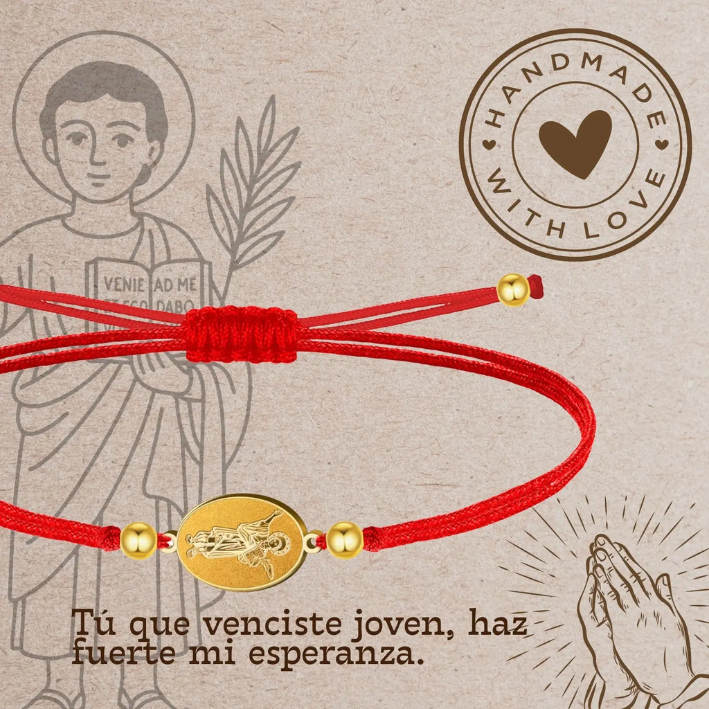Pulsera Hilo Encerado con SAN PANCRACIO color Dorado - cotigo