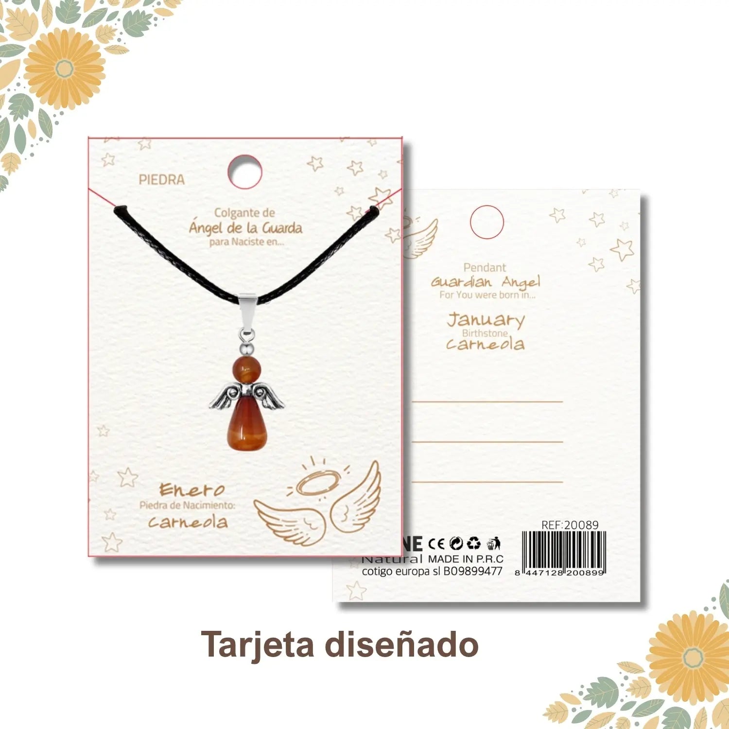 Colgante Ángel de la Guarda en Carneola - cotigo