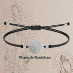 Pulsera Hilo Negro Virgen de Guadalupe en Acero Plateado - cotigo