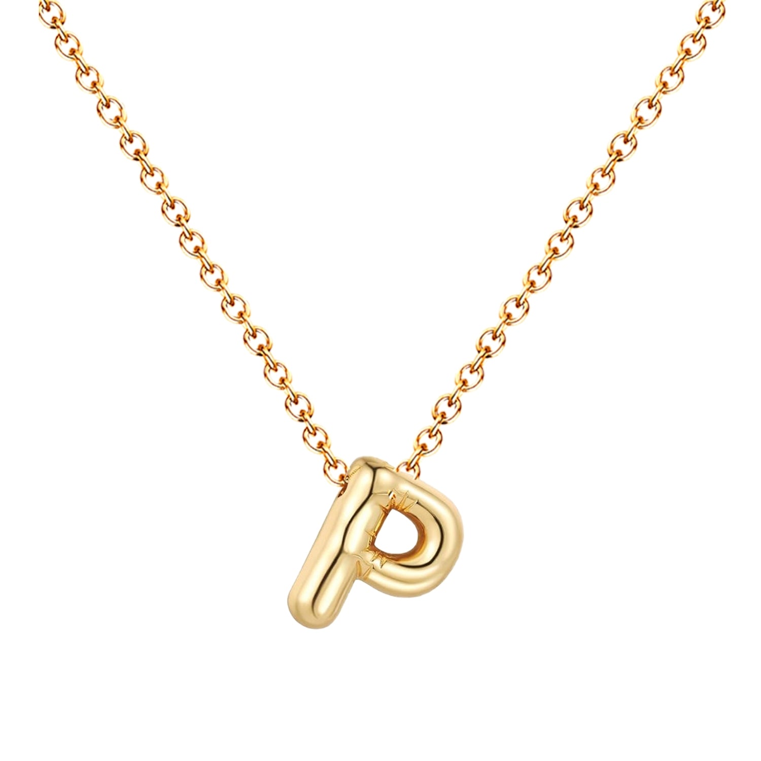 Collar Letra Inicial Estilo Globo Bañado de Oro 14k