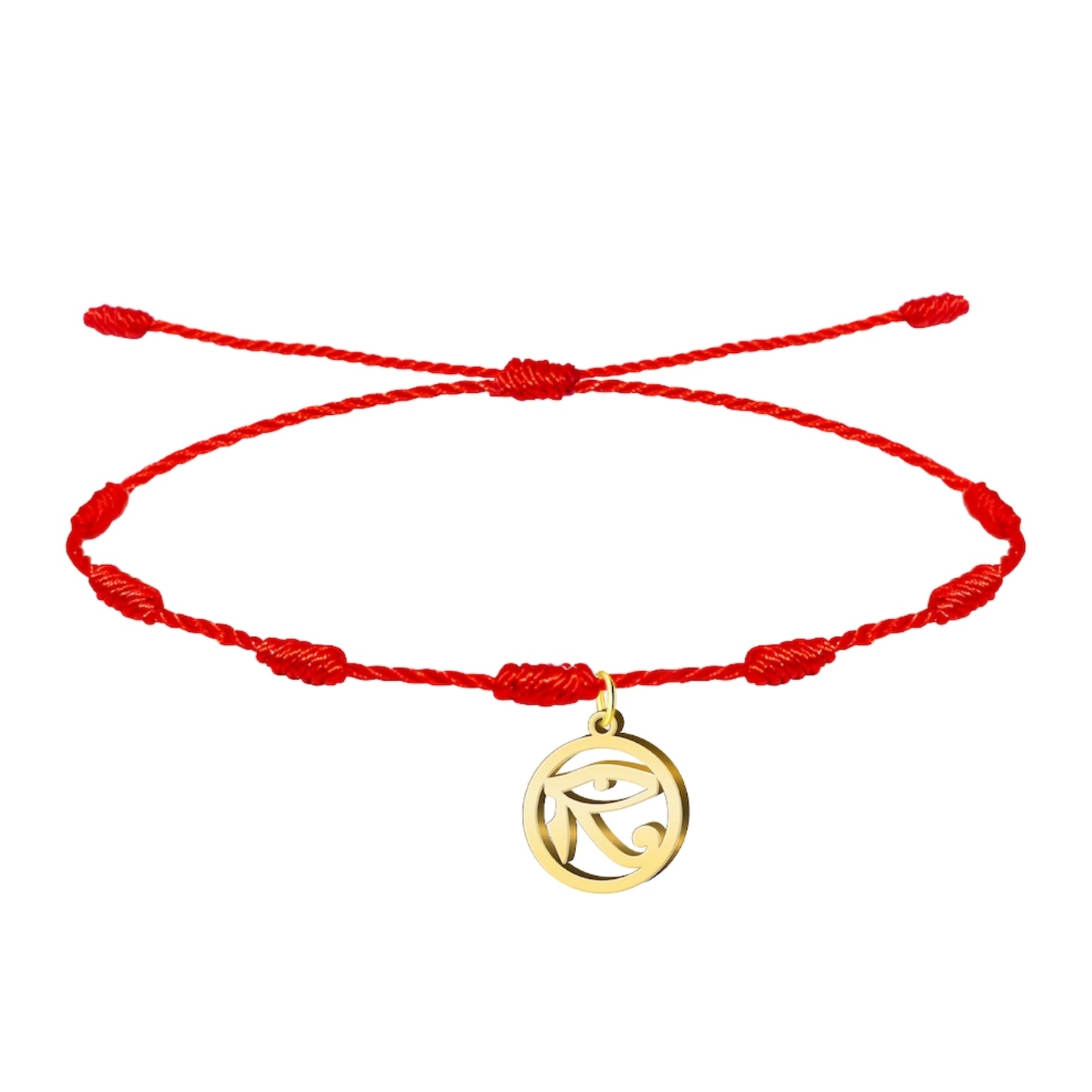 Pulsera 7 nudos con Ojo de Horus color Dorado
