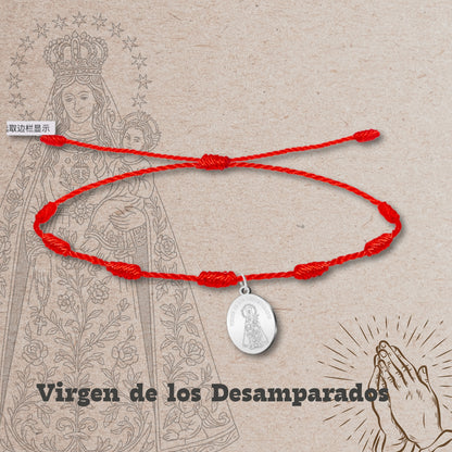 Pulsera 7 nudos con Virgen de los desamparados Acero Plateado