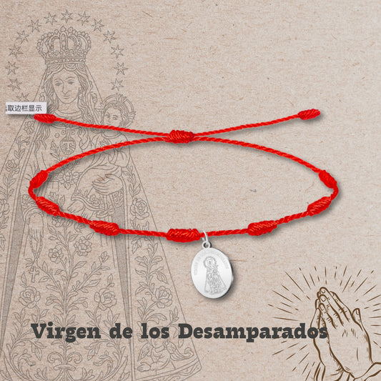 Pulsera 7 nudos con Virgen de los desamparados Acero Plateado