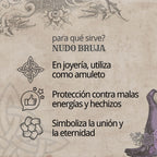 Collar Nudo de Bruja Clásico en Acero Plateado textura