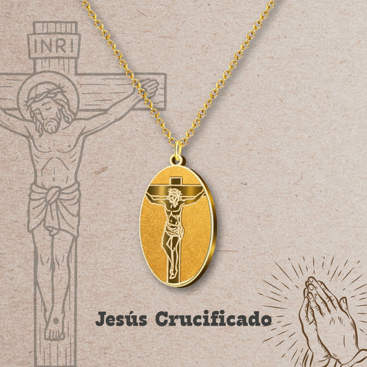Colgante Acero Jesús Crucificado color Dorado