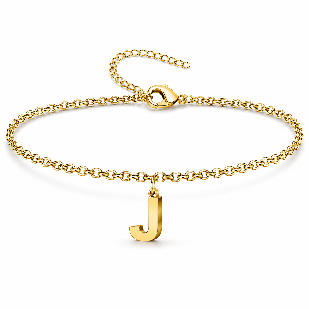 Pulsera con Colgante Letra Inicial en Acero