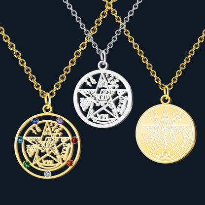 Colgante Tetragramaton con Nudo de Bruja Acero inoxidable