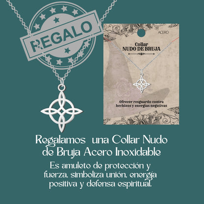 Pulsera 7 Chakras Acero Inoxidable , color Dorado✨ Amuleto Energético con Regalo Pulsera Nudo de Bruja