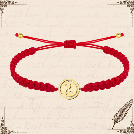 Pulsera Hilo Destino con Yin Yang Acero Dorado