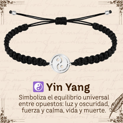 Pulsera Hilo Destino Hecho a Mano 🧵 con Amuleto de Suerte y Protección 🍀 en Acero Inoxidable 💎