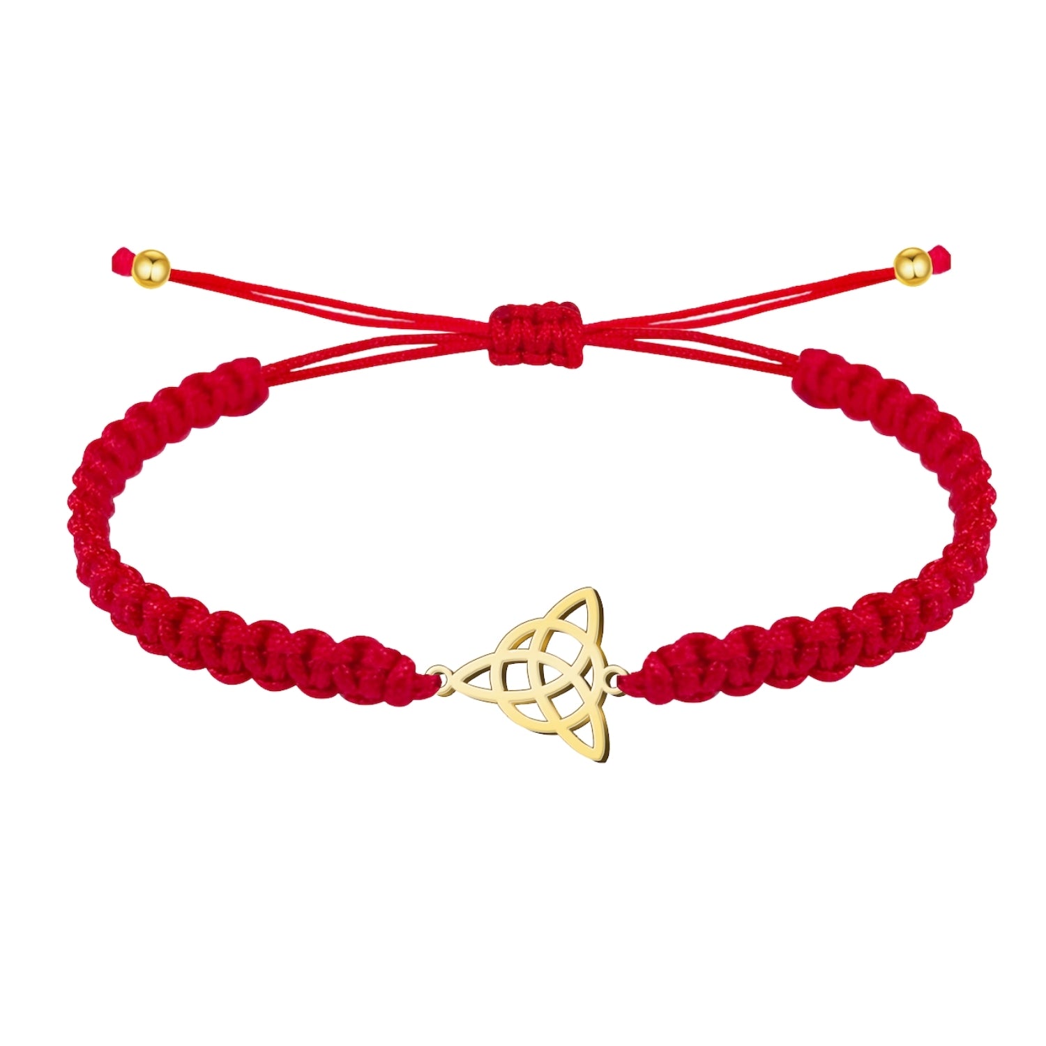 Pulsera de Hilo del Destino con Nudo de la Trinidad en Acero - Acabado Dorado - SKU 14985