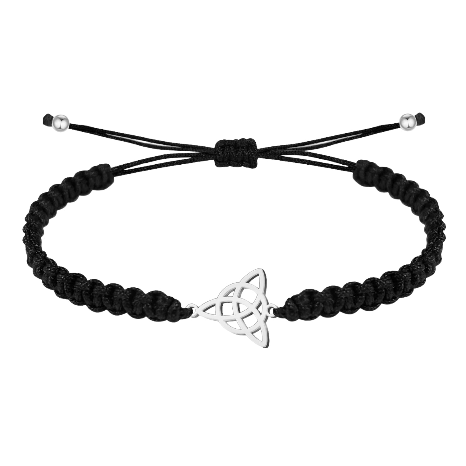 Pulsera Hilo Destino con Nudo de la Trinidad en Acero Plateado