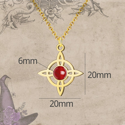 Colgante Nudo de Bruja con Carneola en Acero Dorado