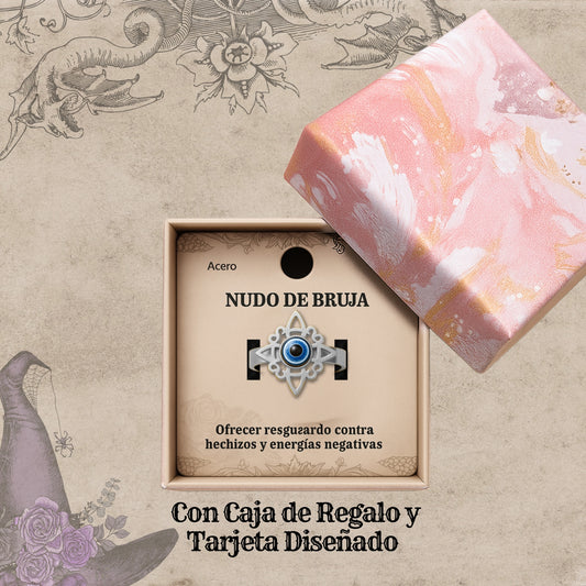 Anillo Nudo de Bruja con Ojo Turco en Acero Plateado - cotigo