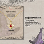 Colgante Nudo de Bruja con Carneola en Acero Dorado cotigo