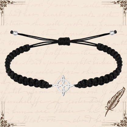 Pulsera Hilo Destino con Nudo Bruja Acero Plateado