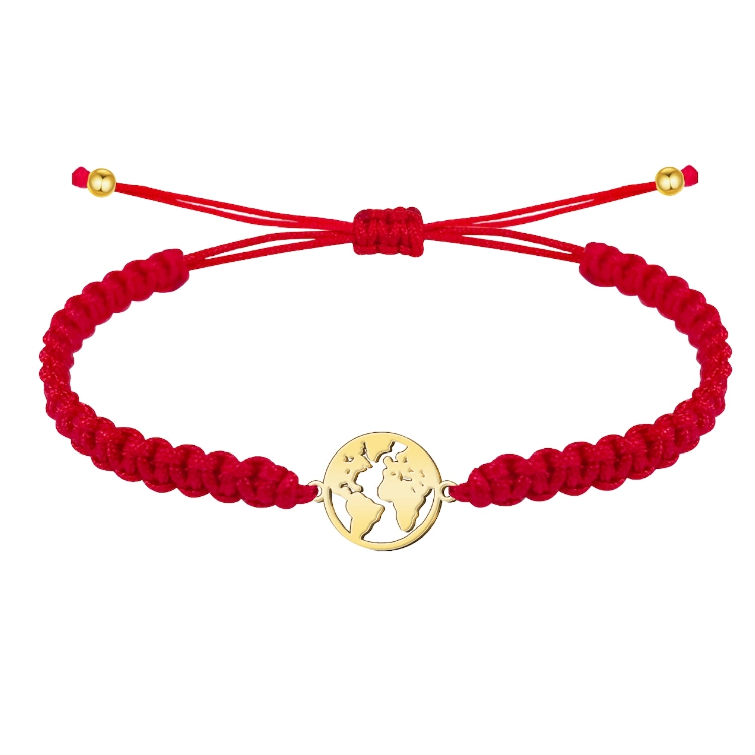 Pulsera Hilo Destino Mapa del Mundo Acero