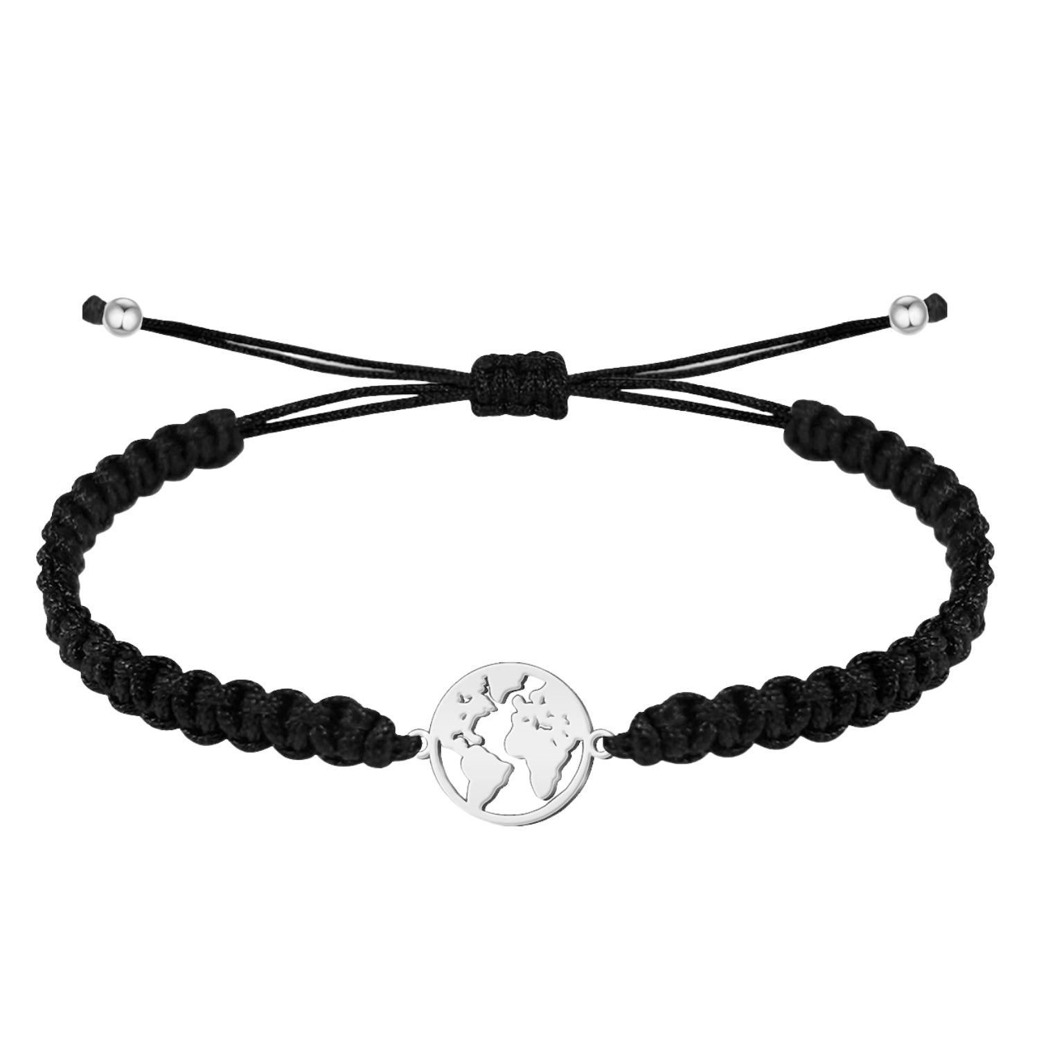 Pulsera Hilo Destino Mapa del Mundo Acero