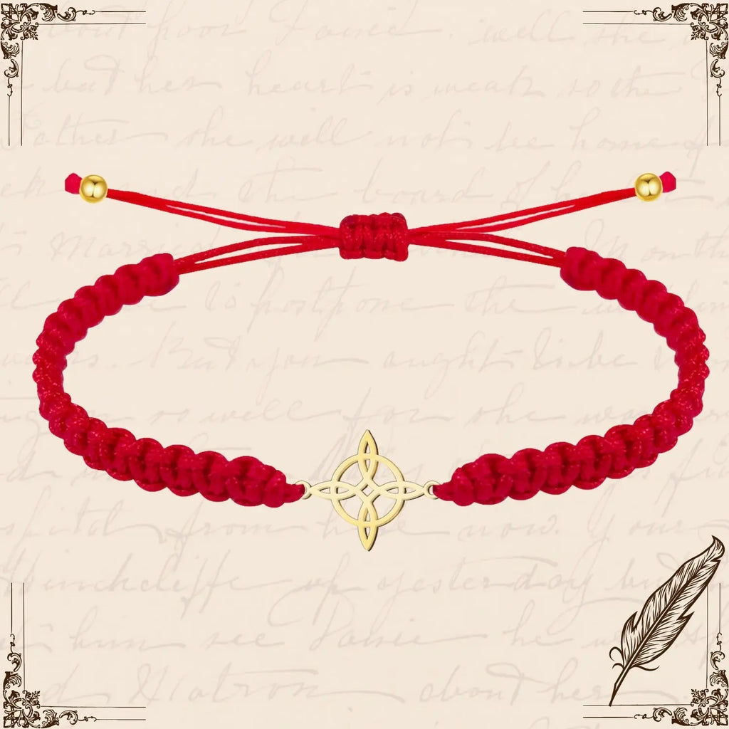 Pulsera Hilo Destino con Nudo Bruja Acero Dorado - cotigo