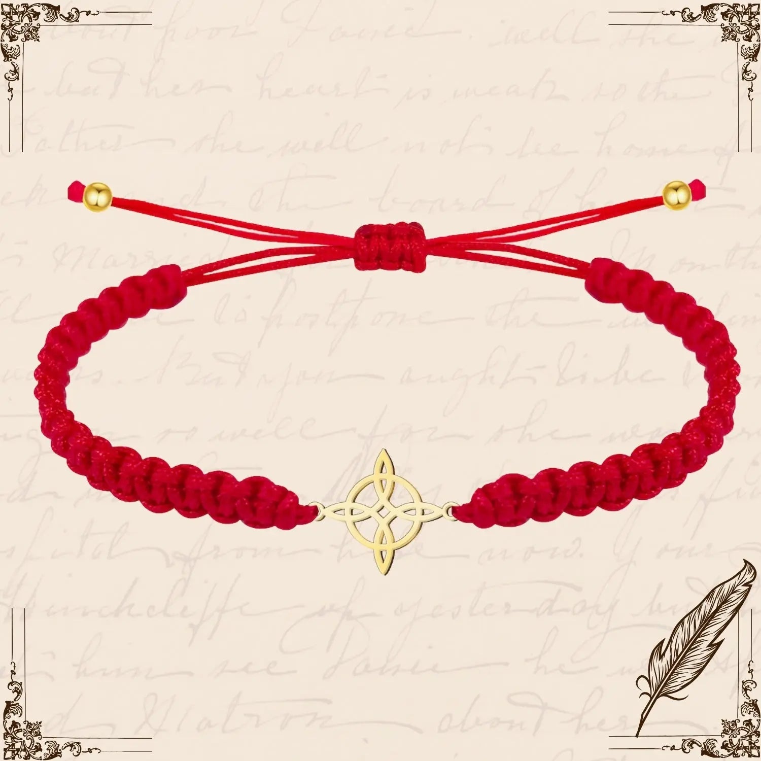 Pulsera Hilo Destino con Nudo Bruja Acero Dorado - cotigo
