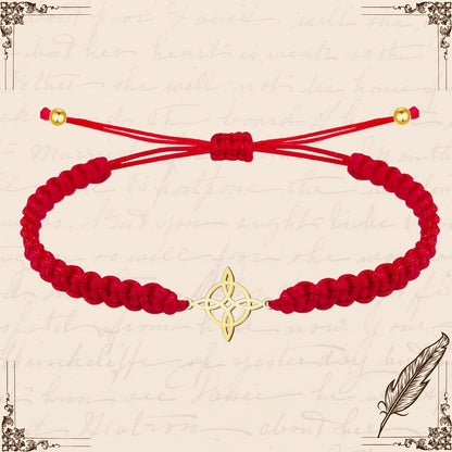 Pulsera Hilo Destino con Nudo Bruja Acero Dorado