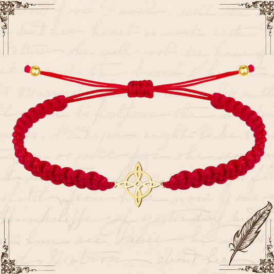 Pulsera Hilo Destino con Nudo Bruja Acero Dorado