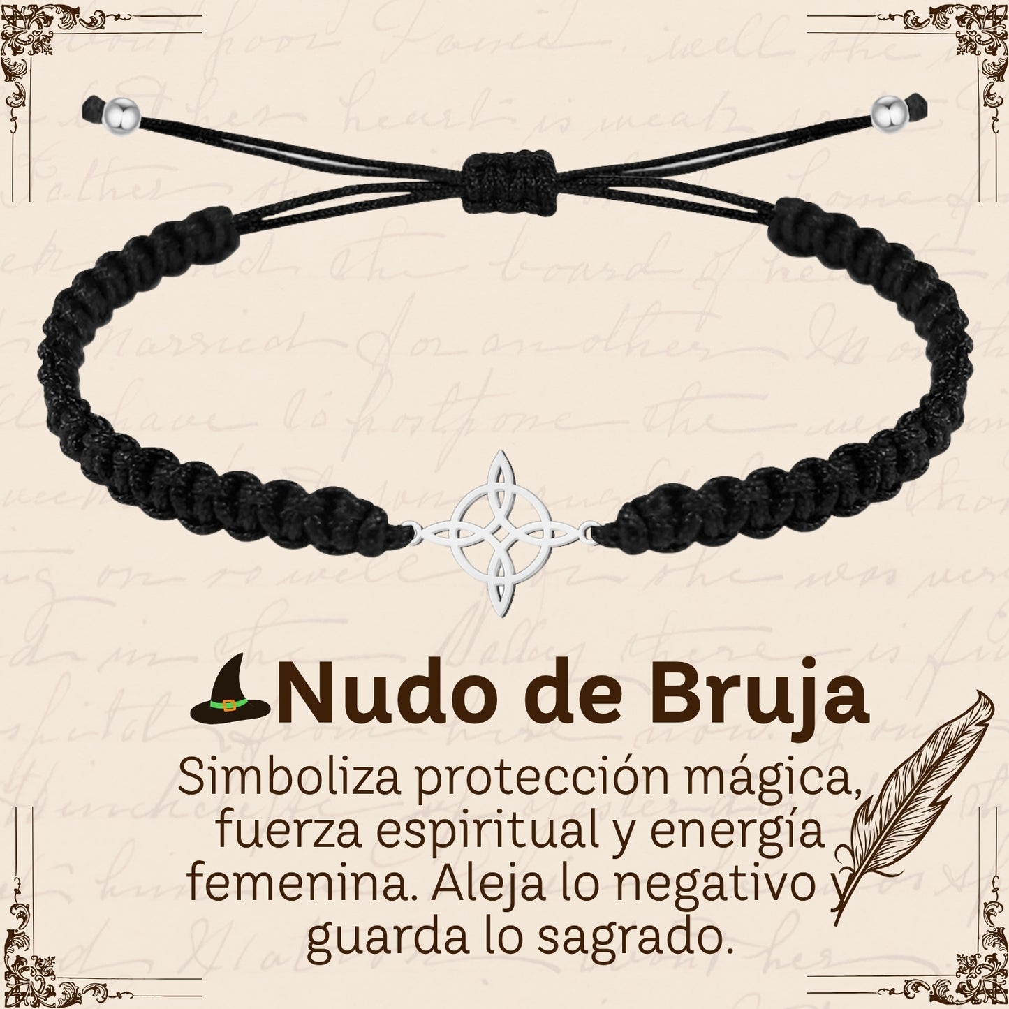 Pulsera Hilo Destino Hecho a Mano 🧵 con Amuleto de Suerte y Protección 🍀 en Acero Inoxidable 💎