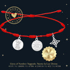 Pulsera 7 Nudos con Colgante Plateado: Tetragrammaton, Nudo de Bruja y San Miguel - cotigo