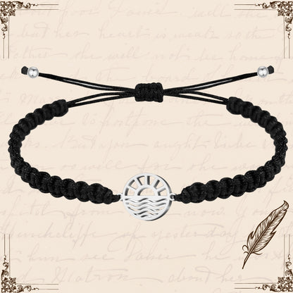 Pulsera Hilo Destino con Amanecer Acero Plateado