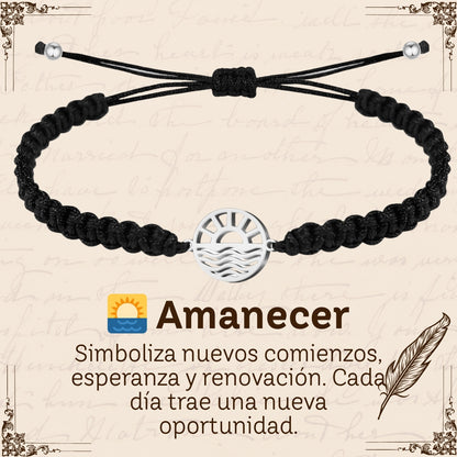 Pulsera Hilo Destino Hecho a Mano 🧵 con Amuleto de Suerte y Protección 🍀 en Acero Inoxidable 💎