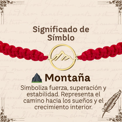 Pulsera Hilo Destino con Montaña Acero Dorado