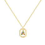 Collar con Colgante Letra Inicial Y Marco Bañado Oro de 14K textura