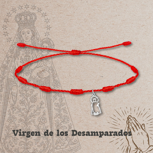 Pulsera 7 Nudos con Virgen de los desamparados Acero Plateado