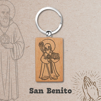 Llavero de Madera con SAN BENITO