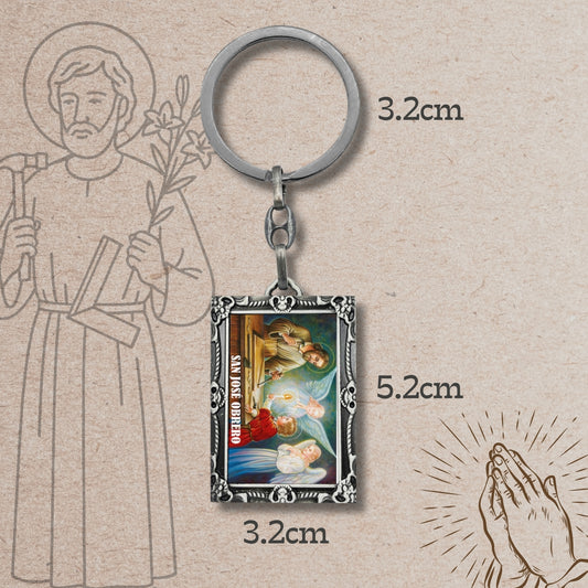 Llavero San José Obrero con Imagen coloreado