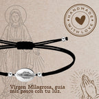 Pulsera Hilo Negro con Medalla Milagrosa en Acero Plateado - cotigo