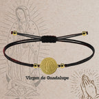 Pulsera Hilo Negro Virgen de Guadalupe en Acero Dorado - cotigo