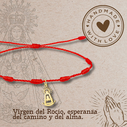 Pulsera 7 nudos con Colgante Virgen del Rocío Acero Dorado