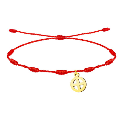 Pulseira de 7 nós com cruz solar dourada