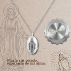 Collar Medalla Milagrosa en Acero Inoxidable Plateado - cotigo