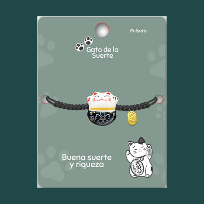Pulsera Maneki-neko 🐱 |Pulsera Gato de la suerte| Amuleto de la suerte y protección | Hecha a mano con encanto oriental 💫