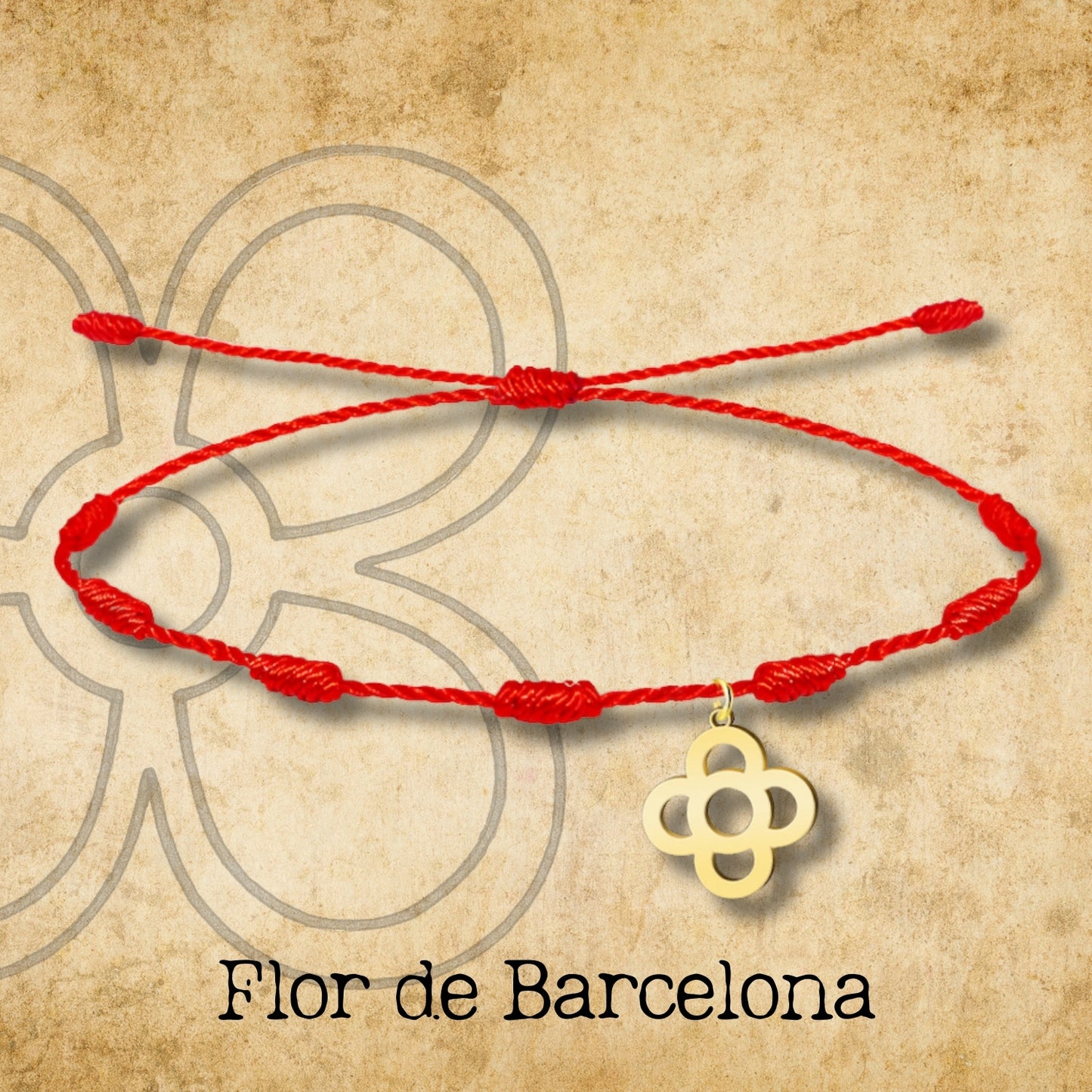 Pulsera 7 nudos con  Flor Barcelona Acero Dorado