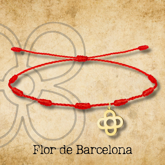 Pulsera 7 nudos con  Flor Barcelona Acero Dorado