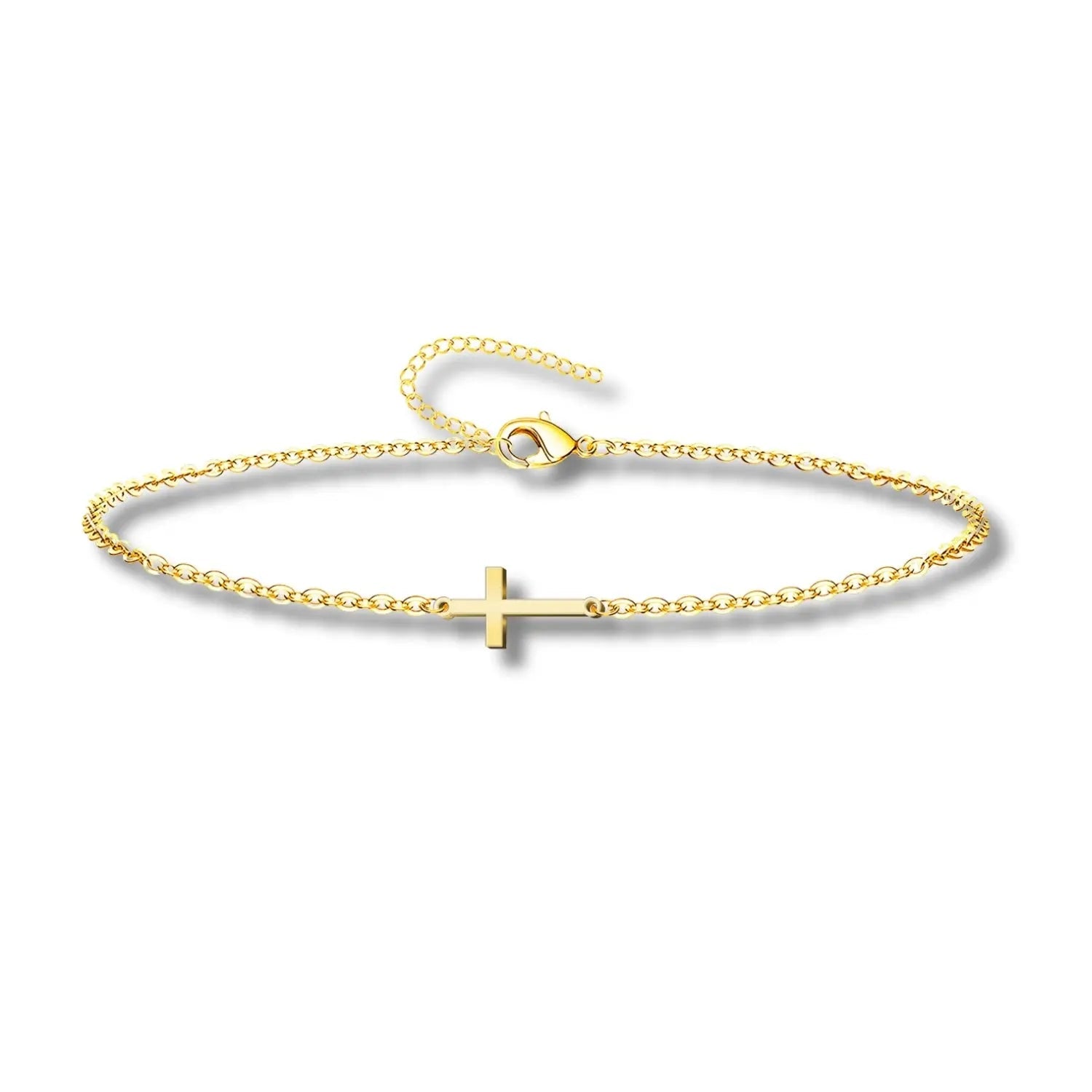 Pulsera Cruz Latina en Acero - Acabado Dorado - SKU 13055