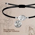 Pulsera Hilo Encerado con San Antonio Acero Inoxidable cotigo
